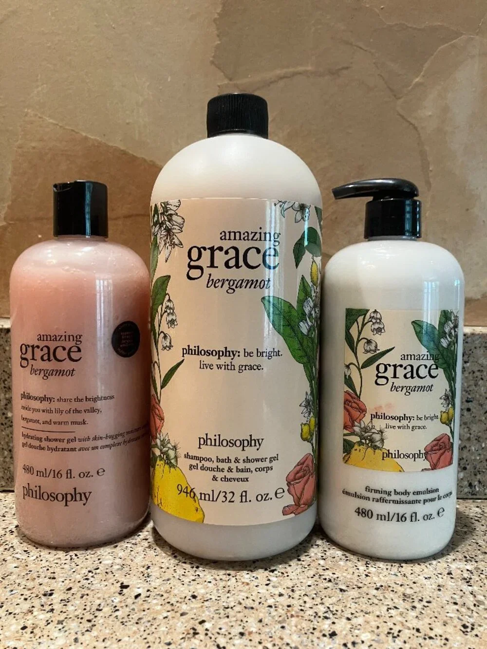 Philosophy Amazing Grace Bergamot 2 Shower Gels , Body Lotion ! NEW